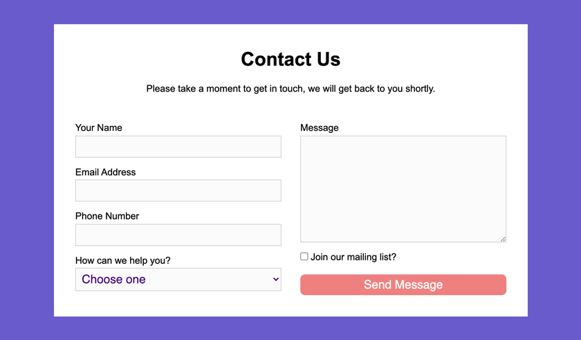Simple Contact form UI