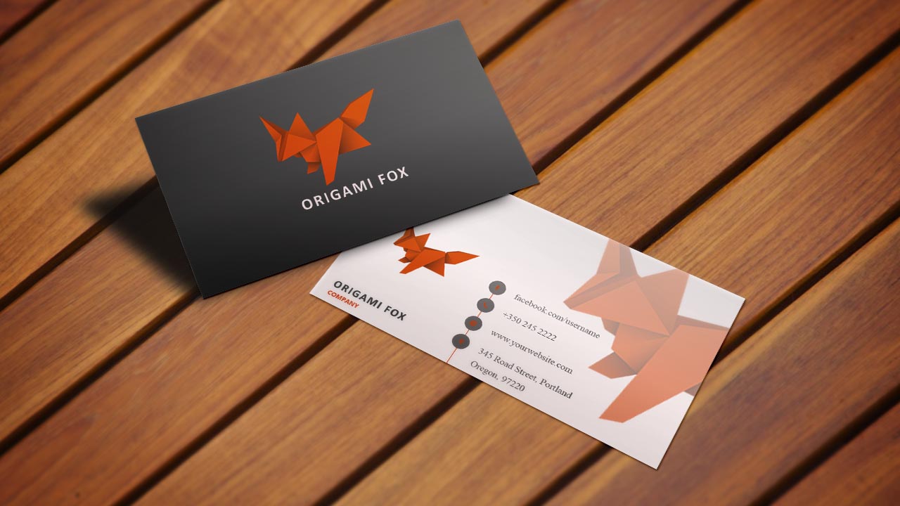 Business Card On Wooden Table Mockup