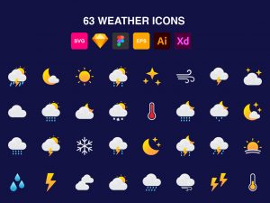 63 Colorful Weather Icons for App & Web