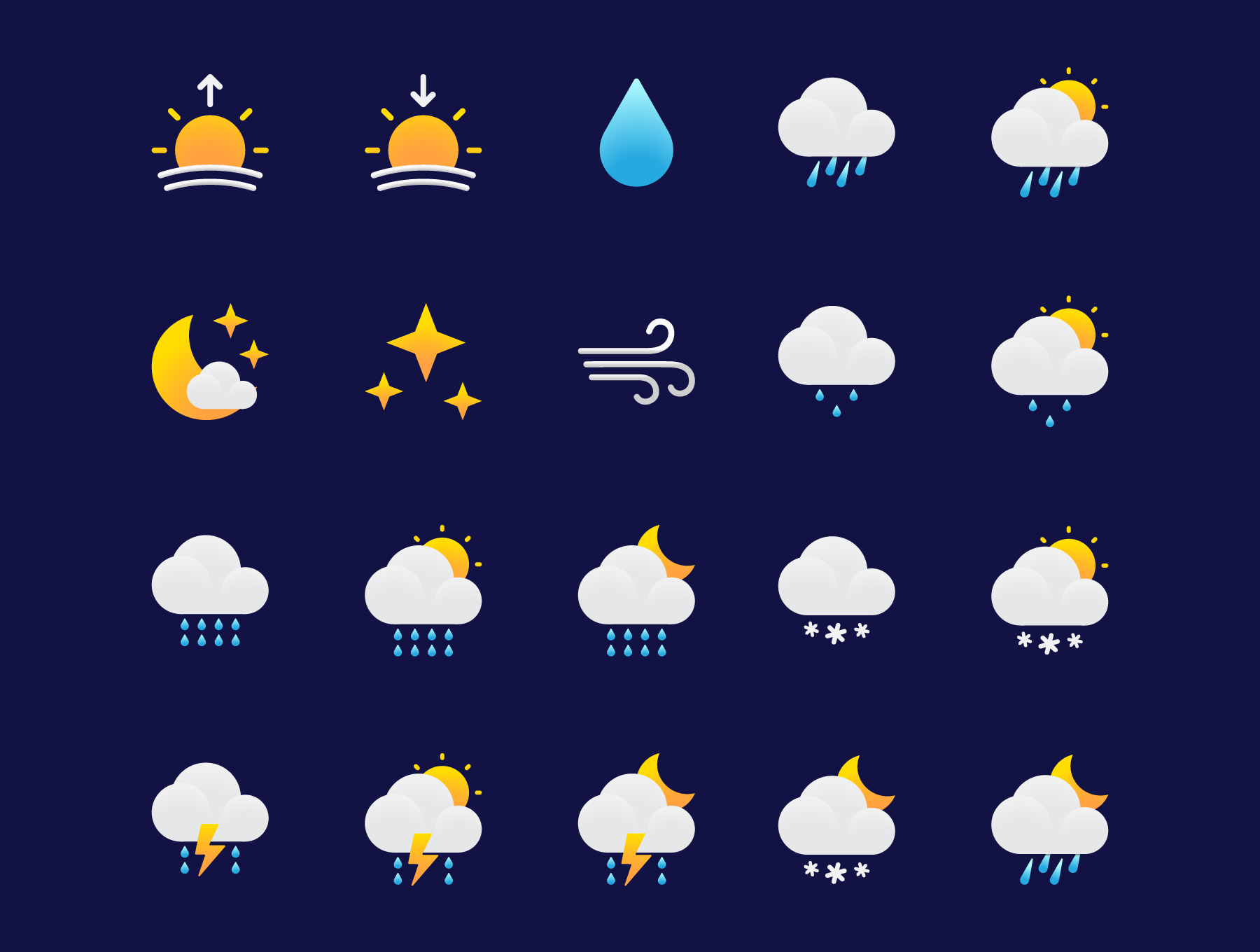63 Colorful Weather Icons for App & Web