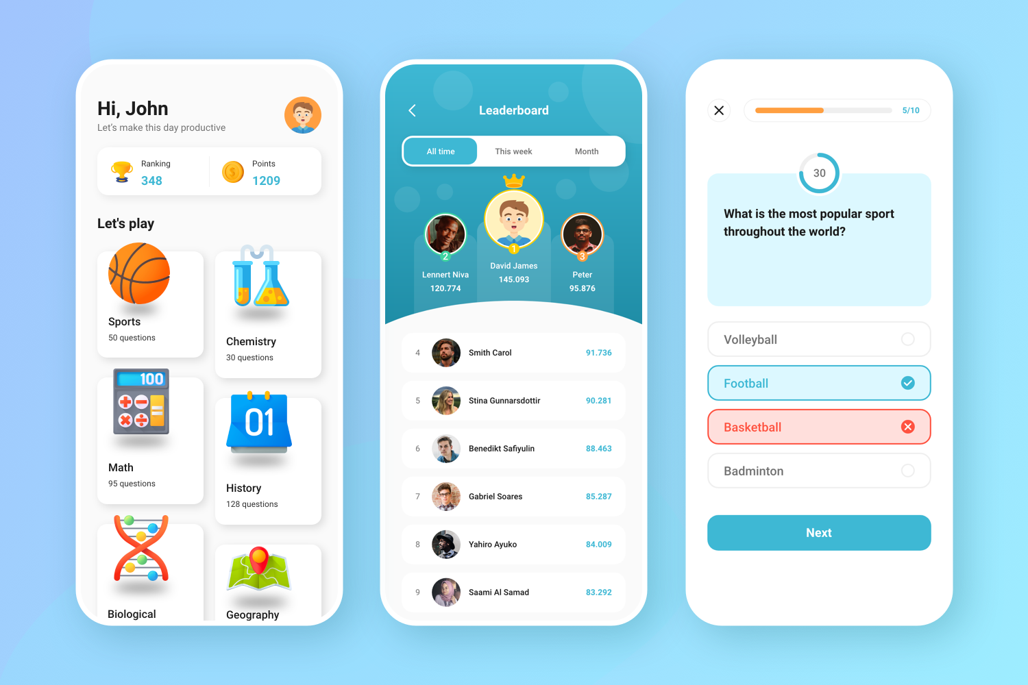 Quiz App UI Template Free Download UI Fresh