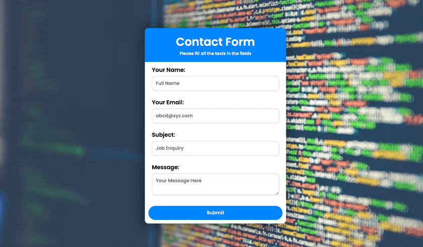 Contact Form with Image Background