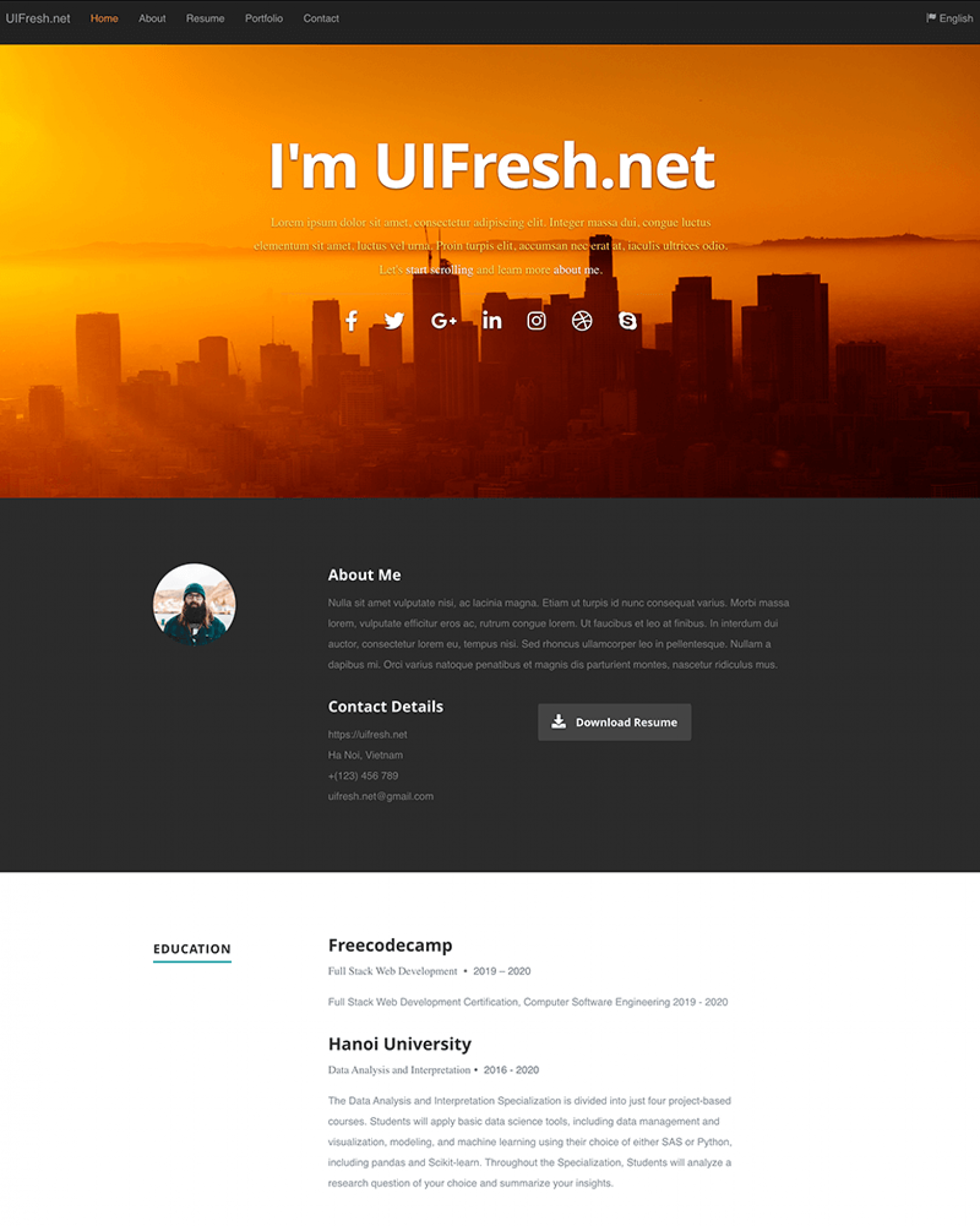 21+ Professional HTML Resume Templates 2025 Free Download - UI Fresh