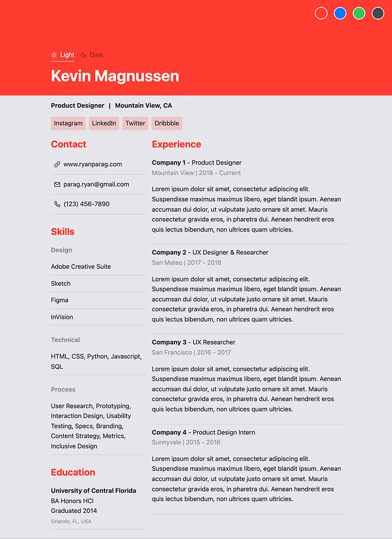 Simple Resume with iOS theming
