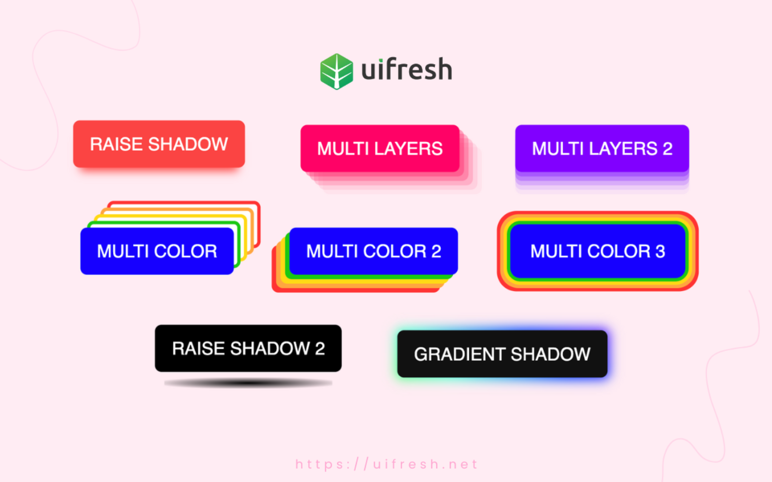 8 Beautiful Buttons with Effect Shadow - UI Fresh