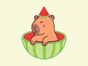 Capybara with Waterlemon Illustrations