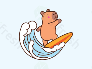 Capybara Surfing on the Waves Illustrations