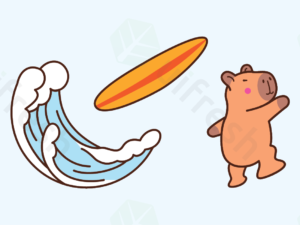Capybara Surfing on the Waves Illustrations