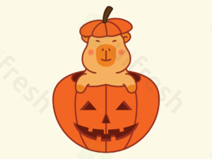 Capybara in Pumpkin Halloween Illustrations