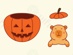 Capybara in Pumpkin Halloween Illustrations